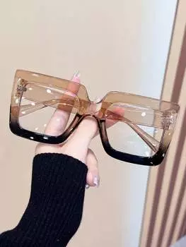 Очки плоские квадратные, коричневый