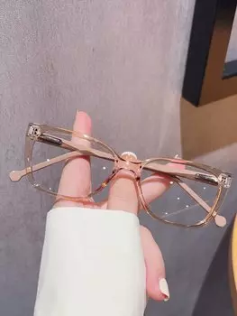 Очки с прозрачной оправой, бежевый