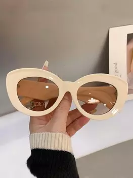 Очки с широкой оправой, бежевый