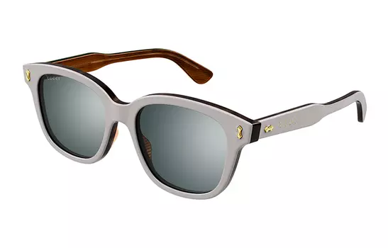 Очки солнцезащитные Gucci Unisex с дужками под дерево, белый / коричневый