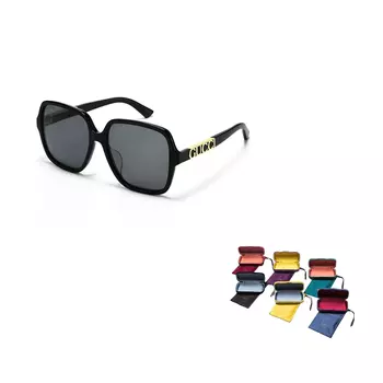 Очки солнцезащитные Gucci Unisex Square Frame, черный / бледно - серый