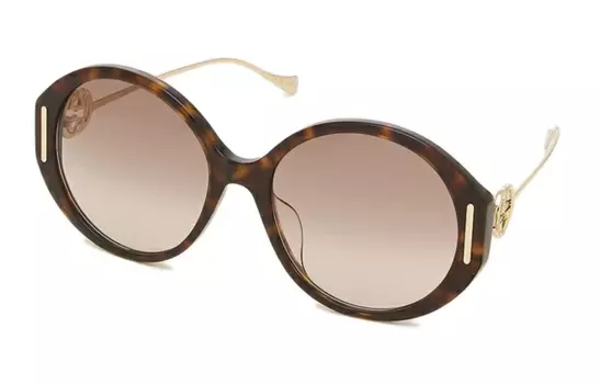 Очки солнцезащитные Gucci Unisex в овальной форме, коричневый / золотой