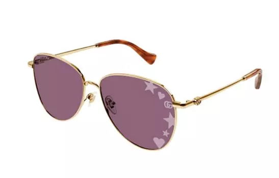 Очки солнцезащитные Gucci Unisex, золотой / бледно - фиолетовый