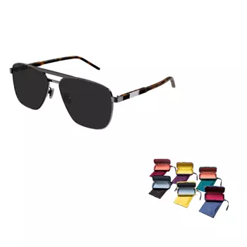 Очки солнцезащитные мужские Gucci Pilot Frame, черный / серый