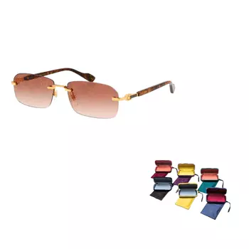 Очки солнцезащитные мужские Gucci Rectangular Frame, коричневый / золотой