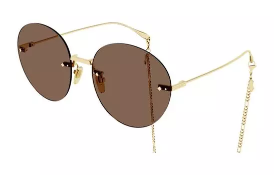 Очки солнцезащитные женские Gucci с цепочкой, коричневый