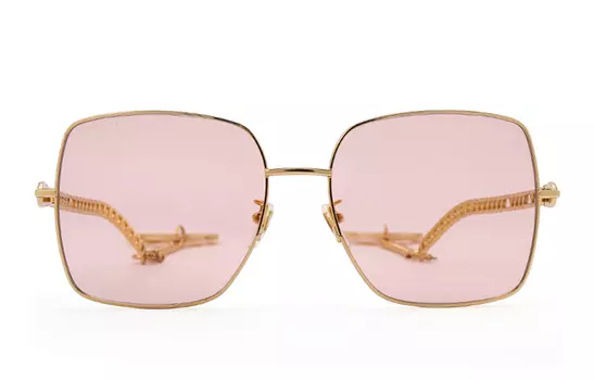 Очки солнцезащитные женские Gucci с цепочкой, розовый / золотой