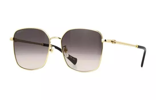 Очки солнцезащитные женские Gucci с футляром, серый / черный / золотой