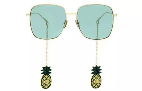 Очки солнцезащитные женские Gucci с подвесками в виде ананасов, золотой