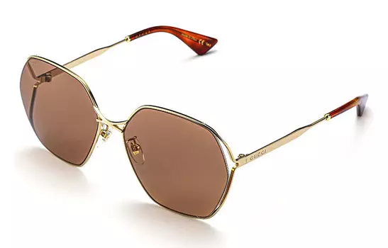 Очки солнцезащитные женские Gucci, темно - коричневый / золотой