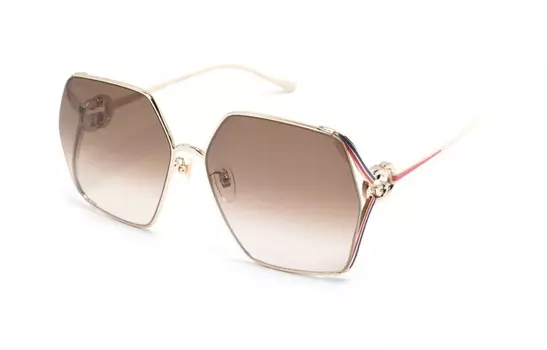 Очки солнцезащитные женские Gucci в форме многоугольника, золотой / красный