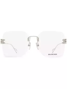 Очки в безободковой оправе с логотипом BB Balenciaga Eyewear, серебяный