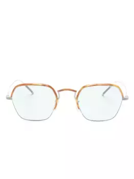 Очки в геометричной оправе черепаховой расцветки Oliver Peoples, серебяный