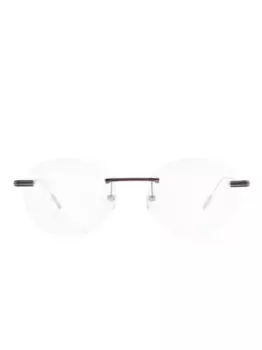 Очки в круглой безободковой оправе Zegna, серебяный
