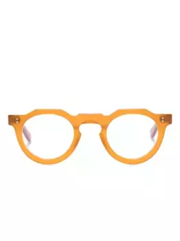Очки в круглой матовой оправе Lesca, желтый