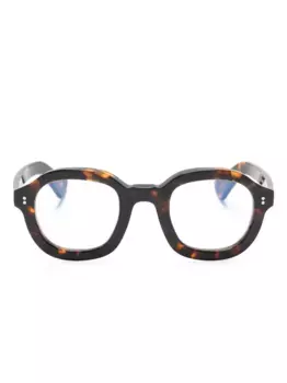 Очки в круглой оправе черепаховой расцветки Lesca, коричневый