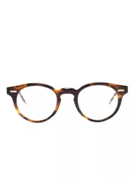 Очки в круглой оправе черепаховой расцветки Thom Browne Eyewear, коричневый