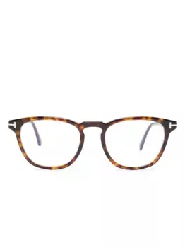 Очки в круглой оправе черепаховой расцветки TOM FORD Eyewear, коричневый