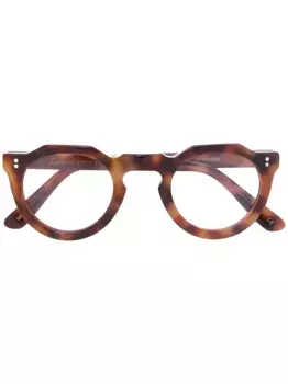 Очки в круглой оправе с эффектом черепашьего панциря Lesca, коричневый