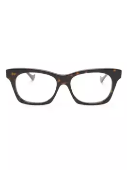 Очки в квадратной оправе черепаховой расцветки Gucci Eyewear, коричневый