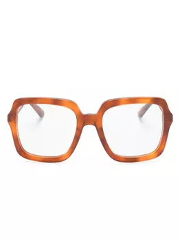 Очки в квадратной оправе черепаховой расцветки Gucci Eyewear, коричневый