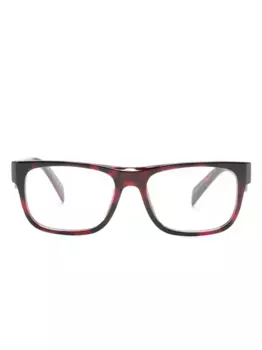 Очки в квадратной оправе черепаховой расцветки Prada Eyewear, красный