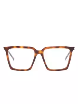 Очки в квадратной оправе черепаховой расцветки Saint Laurent Eyewear, коричневый