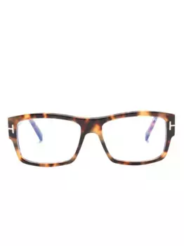Очки в квадратной оправе черепаховой расцветки TOM FORD Eyewear, коричневый