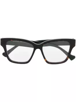 Очки в квадратной оправе с логотипом Gucci Eyewear, коричневый