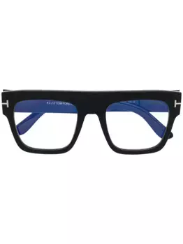 Очки в квадратной оправе с прозрачными линзами TOM FORD Eyewear, черный