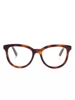 Очки в оправе черепаховой расцветки Gucci Eyewear, коричневый