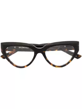 Очки в оправе 'кошачий глаз' черепаховой расцветки Balenciaga Eyewear, коричневый