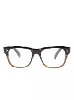 Очки в оправе трапециевидной формы с зебровым узором Oliver Peoples, коричневый