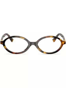 Очки в овальной оправе черепаховой расцветки Miu Miu Eyewear, зеленый