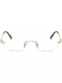 Очки в овальной оправе Miu Miu Eyewear, золотой