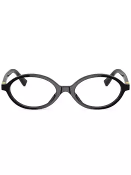 Очки в овальной оправе с логотипом Miu Miu Eyewear, черный