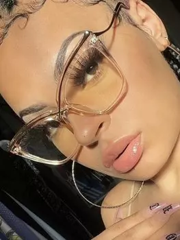 Очки винтажные плоские, прозрачный / черный