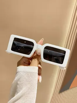 Очки винтажные в квадратной оправе, белый