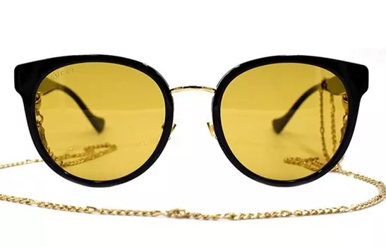Очки женские Gucci с цепочкой, черный / желтый