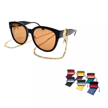 Очки женские Gucci с подвеской, черный / оранжевый