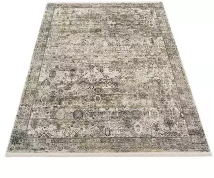 OCI THE CARPET BRAND "Tradi" ковер, прямоугольный, глянцевая вискоза, с бахромой, гостиная OCI Die Teppichmarke 80х150 см, золотой/серый