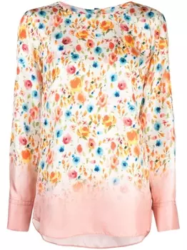 Odeeh шелковая блузка Degrad Florets, белый