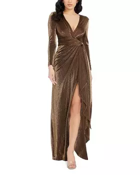 Оденьте платье «русалка» с металлизированной драпировкой Population Shania Dress the Population, золотой