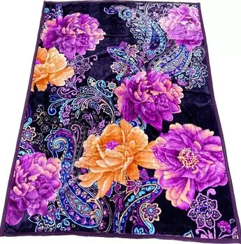 Одеяло Almina 160x220 см, 1 человек, покрывало с фиолетовыми цветами, приятное одеяло, флисовое одеяло, одеяло с мотивом 4