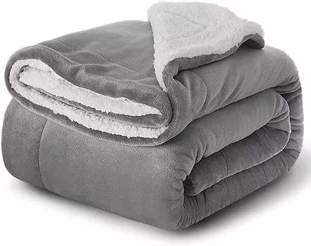 Одеяло ANTCOOL Cuddly, одеяло из флиса из микрофибры, пушистое одеяло, супермягкое теплое шерстяное одеяло, одеяло с двойным швом, двустороннее одеяло - одеяло для дивана/дорожное одеяло, 150 х 200 см, серый