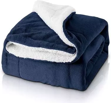 Одеяло ANTCOOL Cuddly, одеяло из флиса из микрофибры, пушистое одеяло, супермягкое теплое шерстяное одеяло, одеяло с двойным швом, двустороннее одеяло - одеяло для дивана/дорожное одеяло, 150 х 200 см, синий