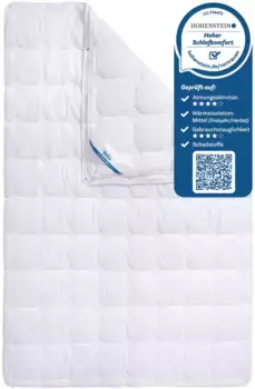 Одеяло Beco из синтетического волокна "Double DeLuxe", 4 сезона, наполнитель полиэстер, чехол из микрофибры/тенселя, (1 шт.), протестировано Институтом Хоэнштайн!!! 4 из 5 звезд* 200х200 см, белый