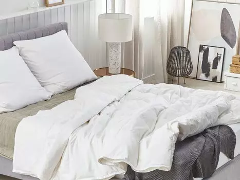 Одеяло BELIANI белое Japara, хлопок, утиные перья, утиный пух, 155 x 220 см, тихий, дышащий, легкий, для круглогодичной спальни