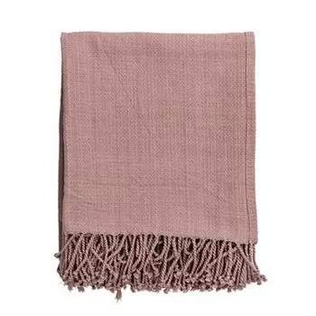 Одеяло Bloomingville розовое шерстяное одеяло из хлопка с бахромой 130х170 см плед, розовый