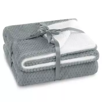 Одеяло Cotton Market, пушистое приятное одеяло для гостиной и спальни, двустороннее покрывало, флисовое одеяло 170 x 210 см, серо-белое, серый
